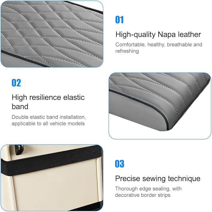 BESULEN Car Center Console Cover, Memory Foam Scratch & Wear Resistant Vehicle Armrest Storage Box Cushion Pad, Auto Interior Middle Console Protector, Universal for Sedan RV Pickup (Grey)