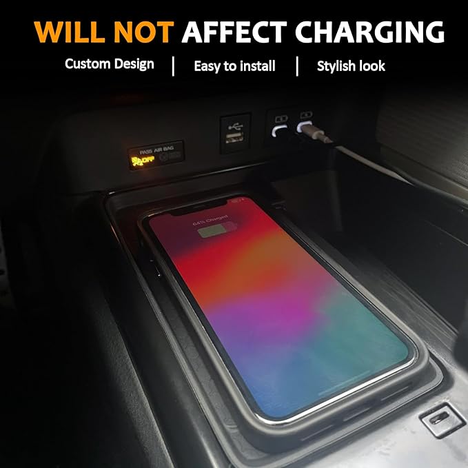 TOPINSTALL 2026 Wireless Charging Non-Slip Mat Compatible with 2025 2026 Toyota Camry, Black Silicone Protective Pad Center Console Liner for Camry Accessories