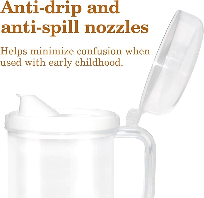 3Pcs Child Safe Easy Pour Mini Pitchers for Early Learning,Clear Plastic with Lid & Handle,Ideal for Water,Milk & Juice in Classroom,Nursery & Home(22 Oz)