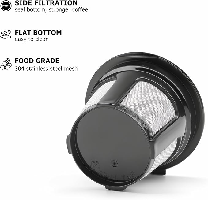 Reusable K Cups for Keurig K Elite, K Classic, K Compact, K Latte, K Duo and All 2.0 & 1.0 Coffee Makers, 4 Pack K Cup Coffee Filters - Black