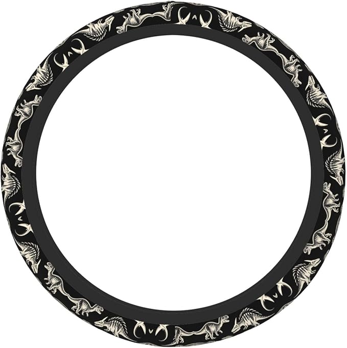Dark-Dinosaur Universal Fit Steering Wheel Cover for Car, Truck, and SUV, Durable Steering Wheel Protection