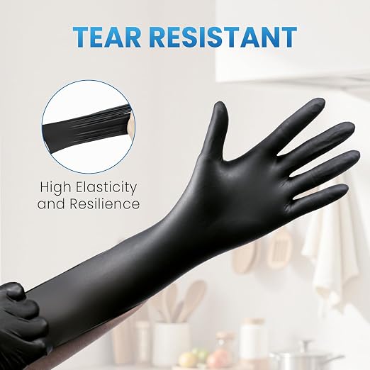 Borje Nitrile Gloves Small, 100 Count Disposable Gloves, Black, Latex-Free Powder-Free, Medical Exam, Food Safe, Cleaning, Cooking