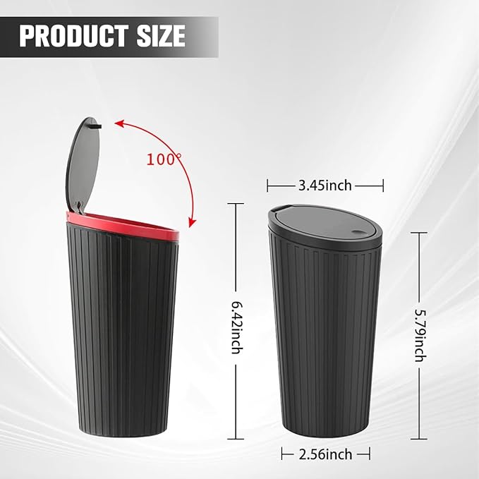 Car Trash Can with Lid, Mini Leakproof Cup Holder Vehicle Garbage Bin with 15PCS Rubbish Bags, Automotive Front Back Seat Dustbin Organizer, Universal for SUV Sedan Truck (Red)