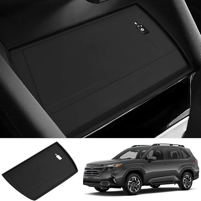 Center Console Wireless Charging Pad Fit for Subaru Forester 2025 Silicone Non-Slip Wireless Charger Tray Protective Mat Interior Accessories