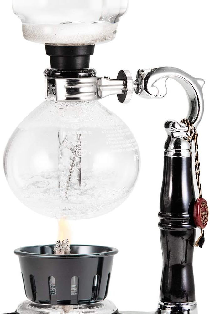 YAMA Glass 3 Cup Tabletop Siphon Gravity Coffee Maker with Alcohol Burner