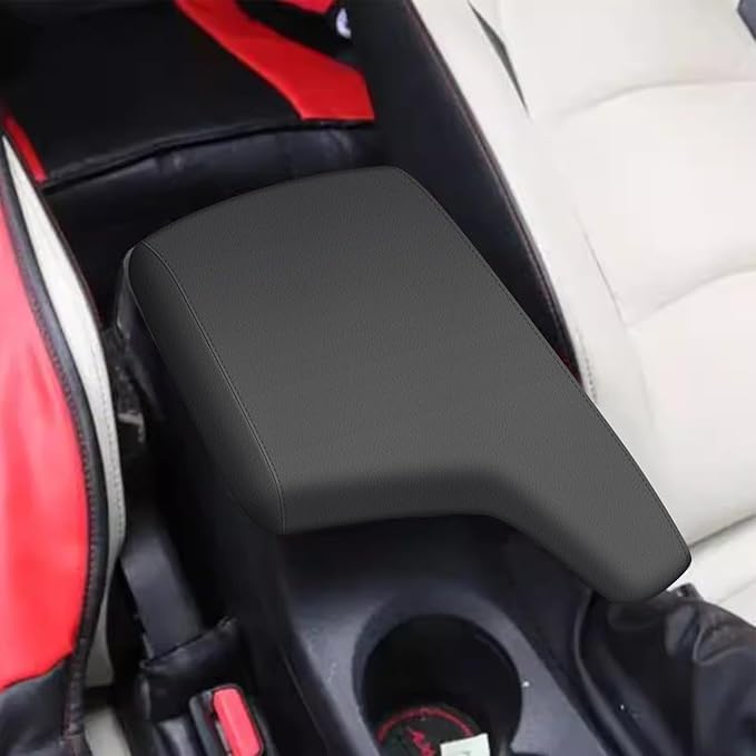 AOMSAZTO Console Covers for 2014 2015 Mazda Mazda3 Armrest Covers for Mazda 3 Black with Black Stiches