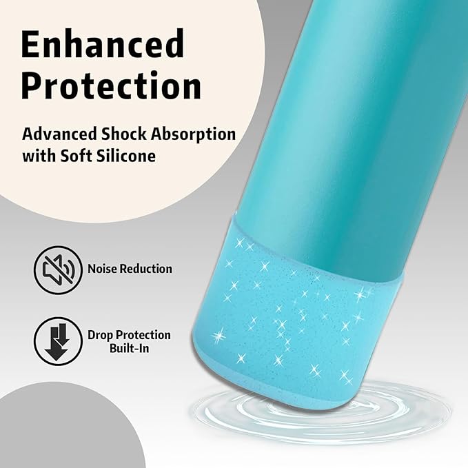 Silicone Boot for Owala 40oz Water Bottle – Anti-Slip Protective Cover, Bottle Boot, Base Cover Compatible with FreeSip, Sleeve for Stainless Steel Tumblers (Glitter Blue, 40OZ)