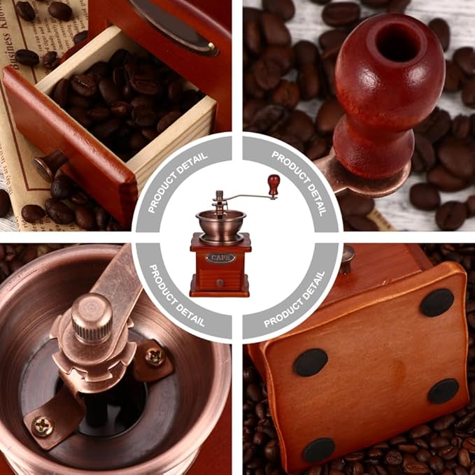 Cabilock Manual Coffee Bean Grinder 6.69 Inch Portable Hand Grinder with Burr Grinding Cone and Iron Handle Compact Coffee Grinding Machine for Home and Travel