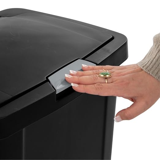 Sterilite 4 Pack Kitchen Trash Can - 13 Gallon TouchTop Wastebasket with Titanium Latch, Black