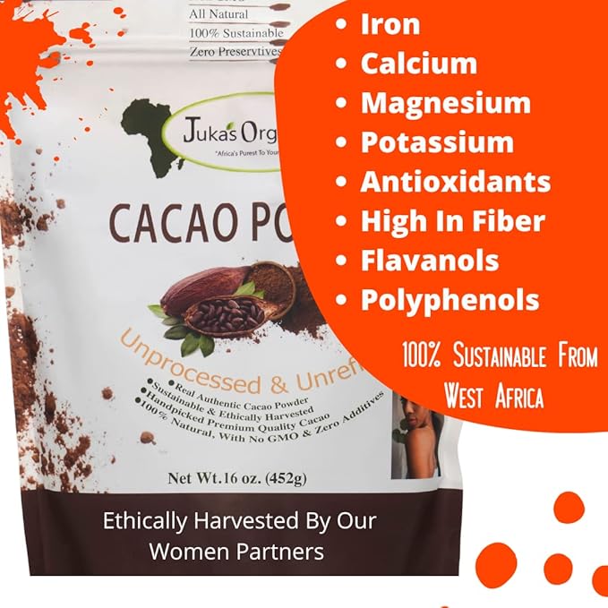 Cacao Powder By Juka's Organic Co. (Non-GMO, Gluten-Free, Unrefined, Authentic, Organic & All Natural From West Africa) (8)