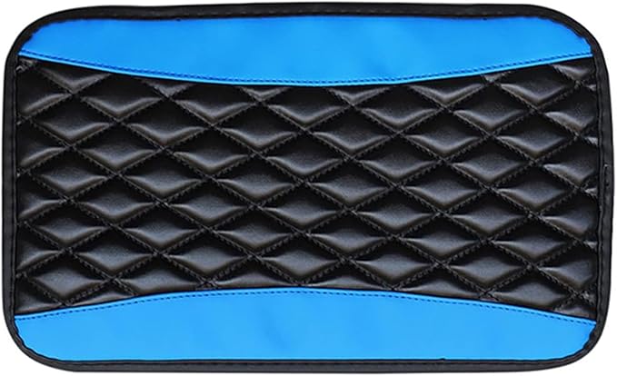 Car Center Console Cover, Leather Waterproof Car Armrest Cover Cushion, Auto Center Console Cushion Pad, Auto Interior Accessories for Most Vehicle, SUV, Truck (Blue)