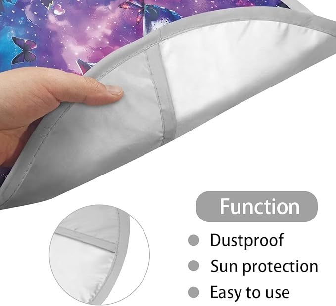 Steering Wheel Sun Shade Cover for SUV Car Truck Van Universal Steering Wheel UV Rays Sun Visor Protector Decorative Accessories, American Flag Galaxy Wolf Butterfly Pattern