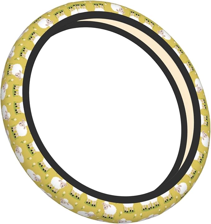 Goats with Flower Universal Fit Steering Wheel Cover for Car, Truck, and SUV, Durable Steering Wheel Protection