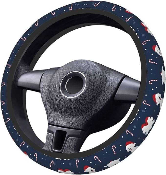 Christmas Poodle Universal Fit Steering Wheel Cover for Car, Truck, and SUV, Durable Steering Wheel Protection
