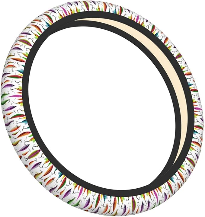 Neoprene Steering Wheel Cover Fishing Lure Pattern Car Steering Wheel Cover Universal Fit for Most Cars
