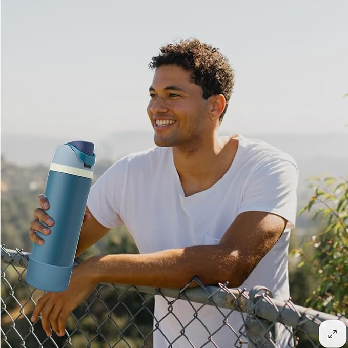 2PCS Silicone Water Bottle Boot, Compatible with Owala 24oz 32oz 40oz, Protective Anti-Scratch & Anti-Dent No Noise Sleeve Cover for FreeSip/Twist/Flip Water Bottles (Denim, 24oz)