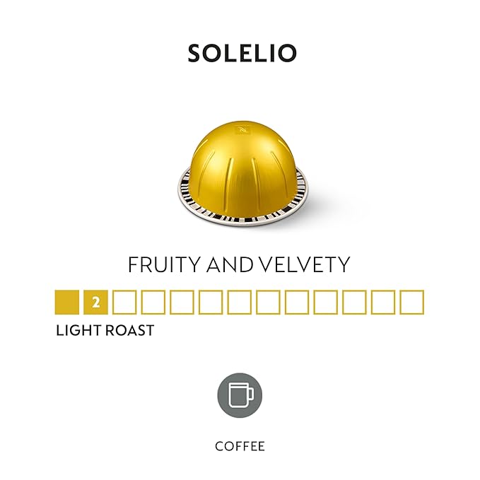 Nespresso Capsules Vertuo, Solelio, Mild Roast Coffee, 30-Count Coffee Pods, Brews 7.8 oz.