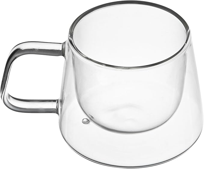 Restaurantware-Forma Professional 6.8 Ounce Double Wall Coffee Mugs, 2 Insulated Coffee Mugs With Handle - Dishwashable, Reusable, Clear Glass Beverage Cups, Freezable, For Hot Or Cold Beverages