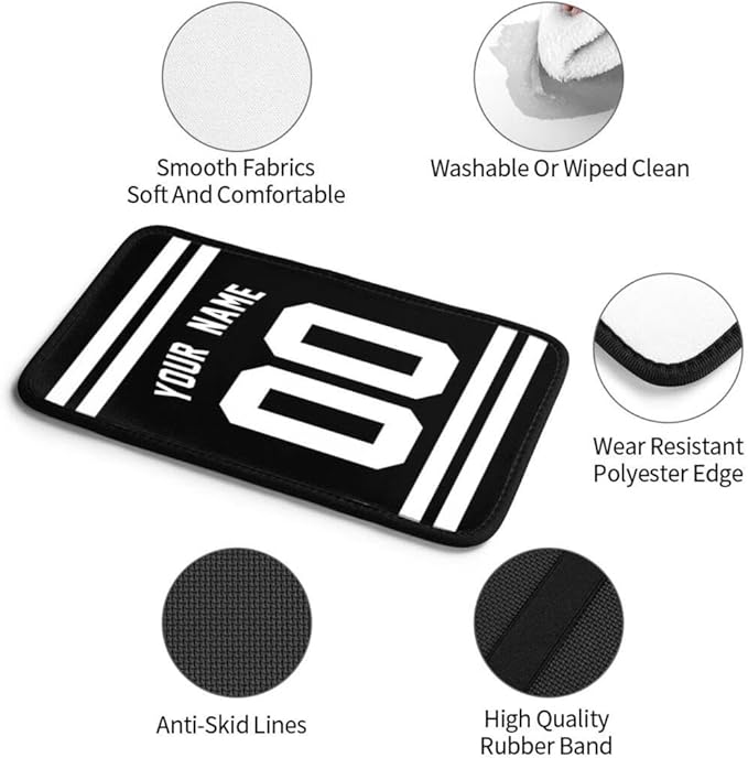 Custom Car Armrest Cover,Add Personalized Name and Number As Gifts for Loyal Football Fans,American Football Auto Center Console Pad Car handrail Box Cushion,Fit for Most Car Seat Box Cover Protector