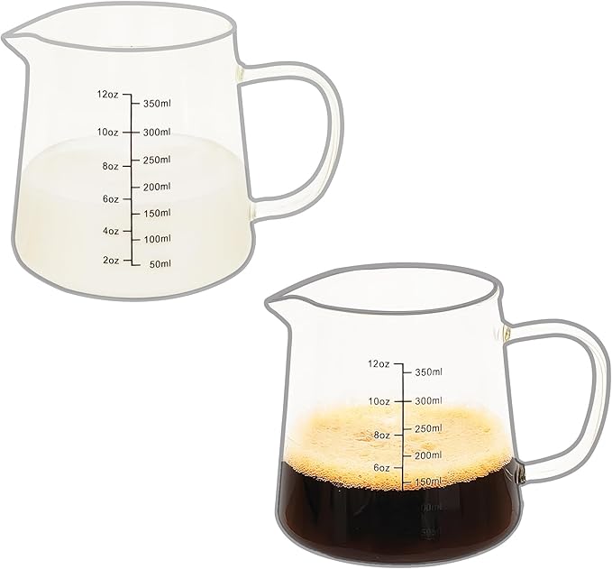 2-Pack Espresso Measuring Cups12OZ, Espresso Accessories, Expresso Shots Cup, Heat-resistant Glass Measuring Cup, Milk Frothing Pitcher, Frother Cup, Dishwasher/Microwave/Stovetop Safe
