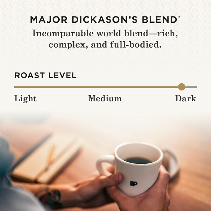 Peet's Coffee, Dark Roast Keurig K-Cup Pods, 100% Arabica Coffee - Major Dickason's Blend 60 Count (6 Boxes of 10 K-Cup Pods)