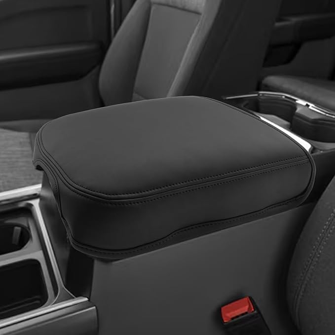 SHAOHAO for 2025 2026 Ford F250 Center Console Cover for 2023 2024 2025 2026 Ford F250 F350 F450 F550 Super Duty Accessories Armrest Cover Soft Pad Middle Console Lid Protector (Only for Bucket Seat)