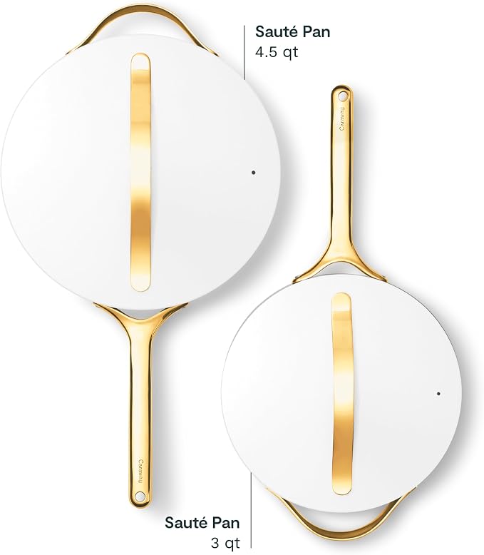 Caraway 8in + 10in Fry + 12in Fry Set (no lids) + 3Qt+ 4.5Qt Saute Duo White