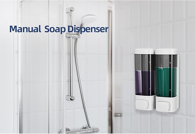 AUNMAS Double, Wall Mounted Manual Gel Hand Hand Pump Drip Proof for Home Kitchen Bathroom (White)