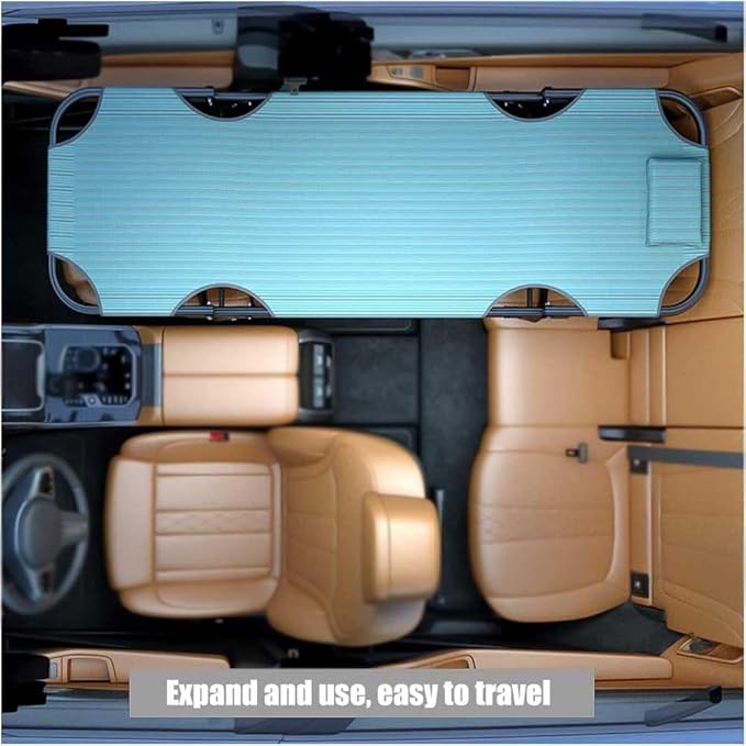 Car Travel Bed, Non-Inflatable Cushion, Universal Car Travel Bed for Rear Seat, Folding Camping Cot for Co-Pilot, Office, and Outdoor Camping Use (Green)