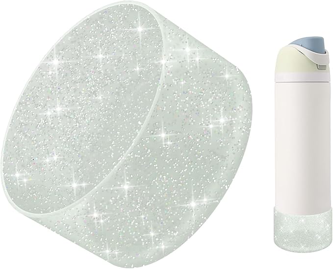 Protective Glitter Silicone Boot Compatible with Owala 24oz 32oz 40oz, Bling Cup Sleeve Bottom Bumper Cover Compatible with Owala FreeSip, Twist, or Flip Stainless Steel Water Bottles