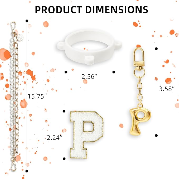 Letter Handle Strap Accessories with Cute Initial Charm Compatible with Owala Water Bottle 24oz 32oz 40oz Owala Kids