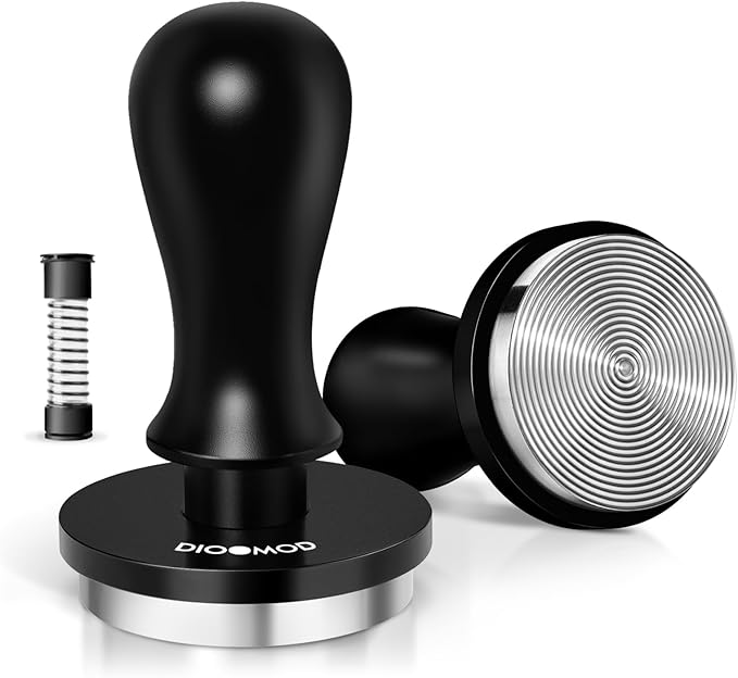 51mm Espresso Tamper – Spring Loaded Coffee Tamper Tool with 30lbs Pressure, Stainless Steel Flat Base for 51mm Portafilter Basket, Barista Accessories