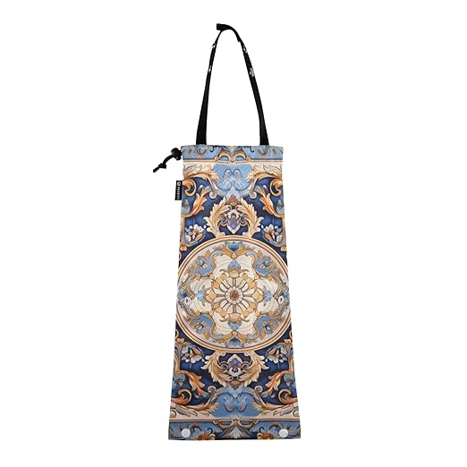 ALAZA Hanging Car Trash Bags Garbage Bag Trash Can for Back Seat Small Russian Pattern 1 Washable Storage Bag Retractable 2 Pack