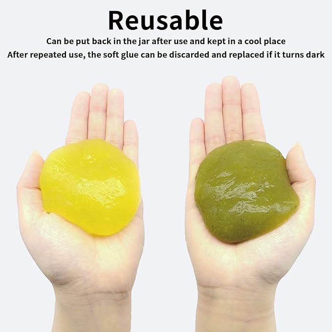 2Packs Cleaning Gel for Car, Cleaning Kit Universal Automotive Dust Car Crevice Cleaner Interior Detail Keyboard Putty Cleaner for Car Air Vents, PC Cleaning (Red+Yellow)