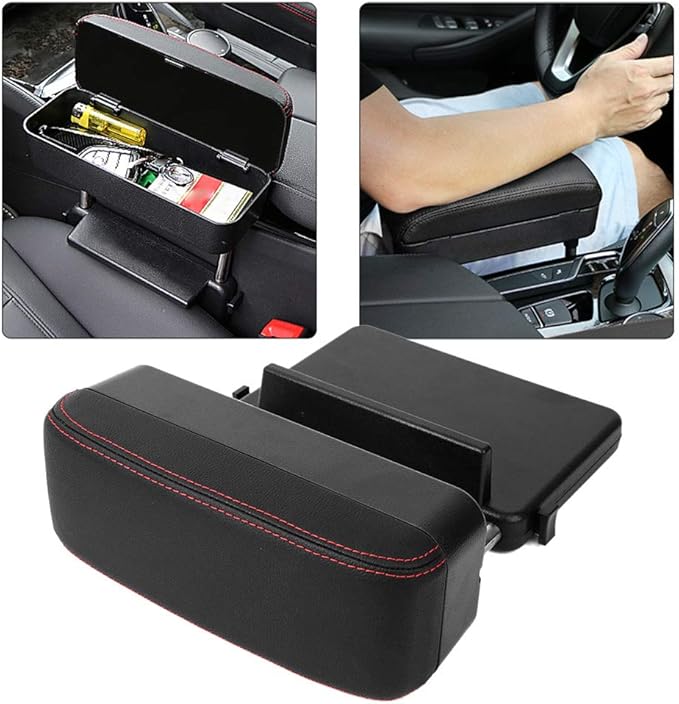 Car Armrest Storage Box, Universal Car Center Console Arm Rest Cushion with Adjustable Height, Car Seat Gap Filler Organizer, Car Armrest Support Elbow Pad for Most Car Models