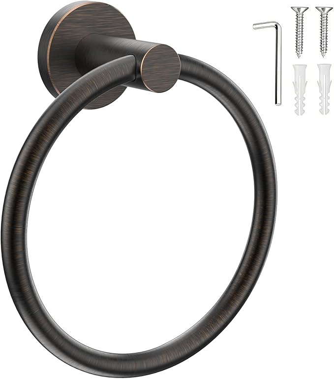 SetSail Towel Holder for Bathroom Wall Screw-in Towel Ring Stainless Steel Hand Towel Holder Heavy Duty Towel Hanger for Bathrooms Oil Rubbed Bronze