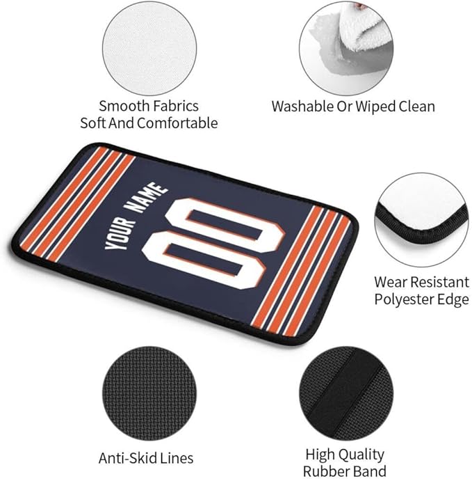 Custom Car Armrest Cover,Add Personalized Name and Number As Gifts for Loyal Football Fans,American Football Auto Center Console Pad Car handrail Box Cushion,Fit for Most Car Seat Box Cover Protector