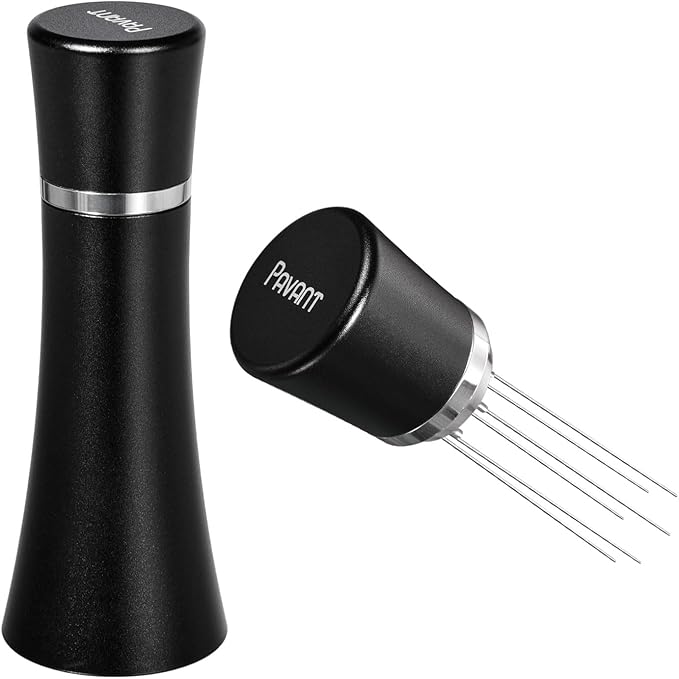 WDT Distribution Tool with Stand,6 Prongs Coffee Stirring Tool for Espresso Distribution-Espresso Needle Espresso Stirrer-0.4mm Thick Wires-Weiss Distribution Technique-Anodized Aluminum Handle