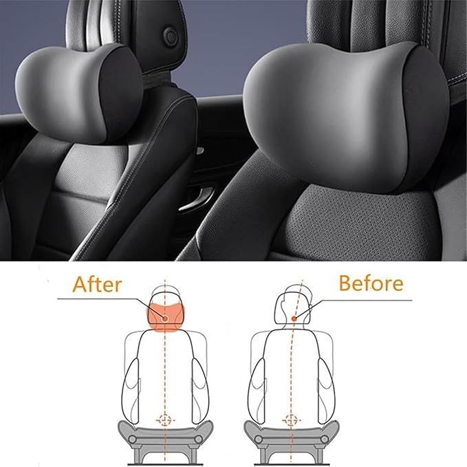 Car Lumbar Support Pillow and Car Neck Pillow for Nissan Note Tiida Wingroad NV200, Ergonomic Memory Foam Car Seat Headrest & Lumbar Cushion with Adjustable Strap Neck and Back Pain Relief Cushion