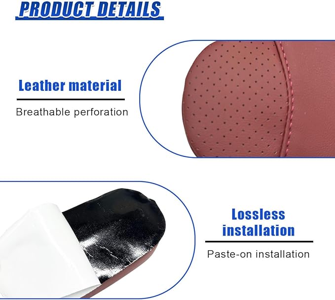 Car Knee Cushion, Leather Memory Foam Auto Center Console Arm Rest Pad, Soft Comfort Car Door Elbow Protective Cushion, Breathable Vehicle Interior Leg Support Pillow for Most Cars (Red)