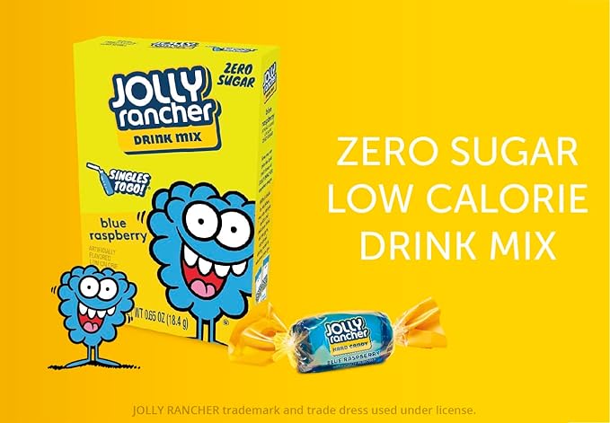 Jolly Rancher Blue Raspberry Singles To Go Drink Mix, 0.65 OZ, 6 CT (Pack of 4)