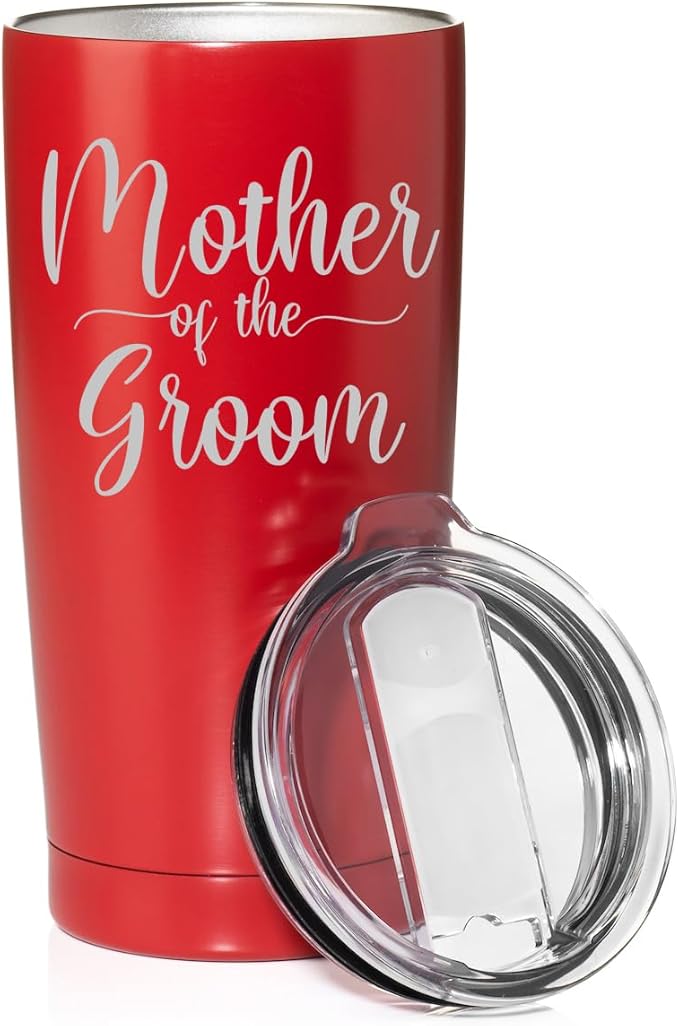Smooth Body Tumbler Stainless Steel Vacuum Insulated Travel Mug Cup Gift Mother Of The Groom (Red, 20 oz)