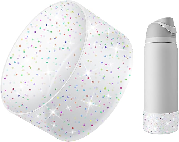Protective Glitter Silicone Boot Compatible with Owala 24oz 32oz 40oz, Bling Cup Sleeve Bottom Bumper Cover Compatible with Owala FreeSip, Twist, or Flip Stainless Steel Water Bottles