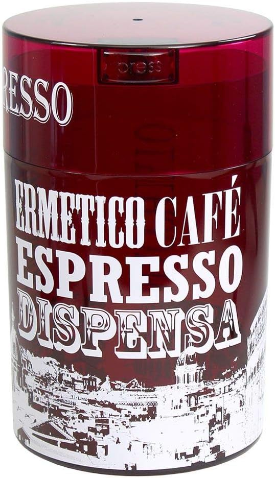 Coffeevac 1LB – Patented Airtight Container | Multi-use Vacuum Container Works as Smell Proof Containers for Ground Coffee and Coffee Bean Containers. Red Tint Roma