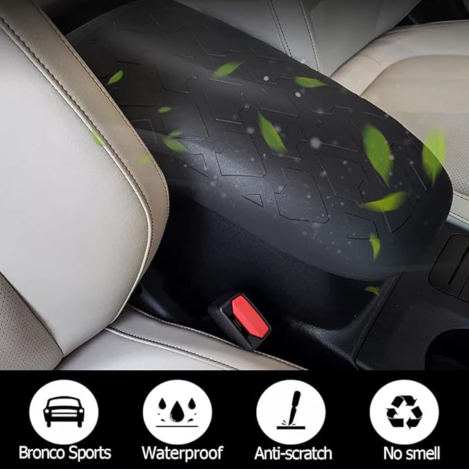 Center Console Armrest Cover Compatible with 2021 2022 Bronco Sports, TPE Center Console Armrest Box Cushion Soft Arm Rest Pad, Scratch Resistance Armrest Cover