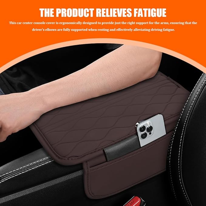 Leopard Cheetah Print African Animal Hunting Auto Center Console Armrest Pad, Car Center Console Cover, Auto Accessories Soft Comfort Armrest Cover Cushion Mat for Most Cars (Coffee-K3)
