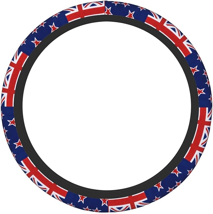 Flag-of-New-Zealanders Car Steering Wheel Cover, 15 Inch Steering Wheel Cover Stylish Decor for Most Cars