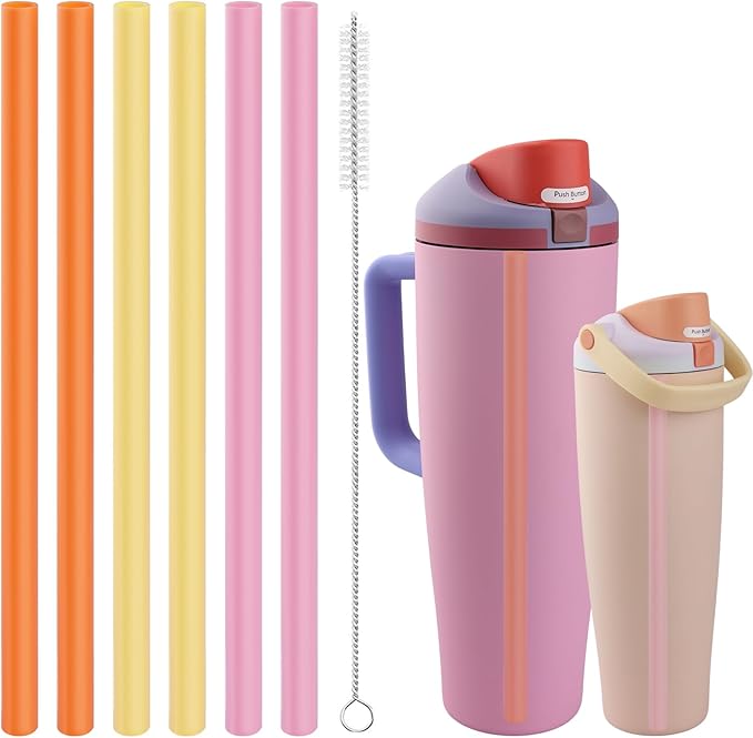 Replacement Straws Compatible with Owala FreeSip,Free sip Sway 40 Oz Water Bottle,Replacement Parts for Owala FreeSip 40 Oz Tumbler Include 6 BPA-FREE Straw and 1 Cleaning Brush
