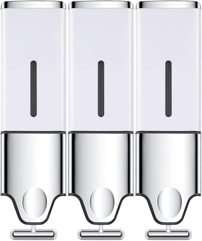 3-in-1 Quadrate Dispensers for The Shower,Shower soap Dispenser,Conditioner Dispenser, Shampoo Dispenser,No Drilled Wall Mounted Distributor,Hotel,Bathroom,Home