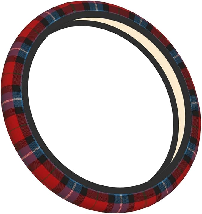 Thickened Elastic Steering Wheel Cover, Baillie of Polkemett Red Tartan Ultra, Soft, Breathable, Fit for Cars, SUVs, Trucks, Stylish Comfortable Grip